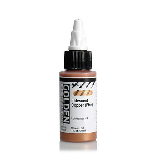 Golden, High Flow, Acrylic Paint, 1oz, Iridescent Copper (Fine)